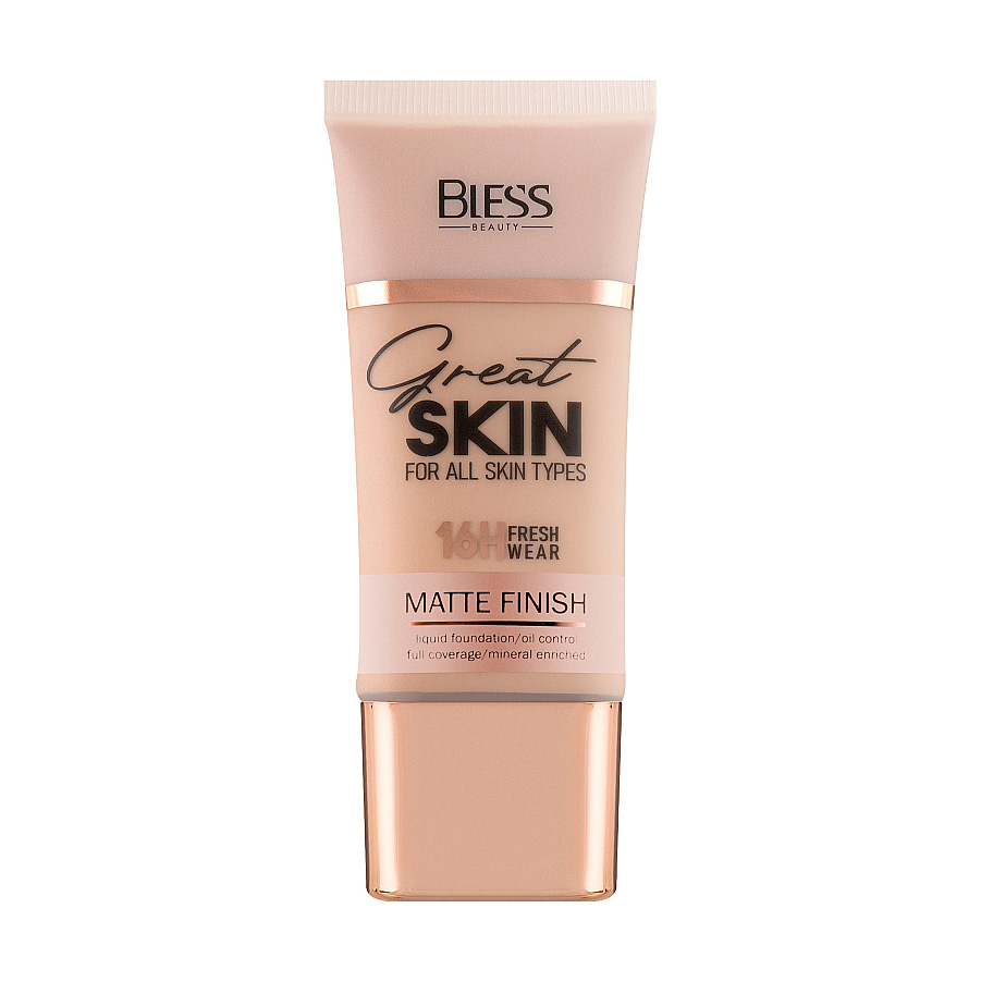 Тональний крем для обличчя Bless Beauty Great Skin Matte Finish 02 Beige, 30 мл